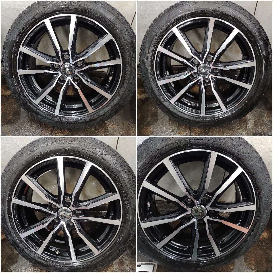 ★中古品★PIRELLI ICE ZERO ASIMMETRICO 215/50R17 2022年製 スタッドレス ホイールセット 17×7J+48 114.3-5H【他商品と同梱歓迎】拍卖