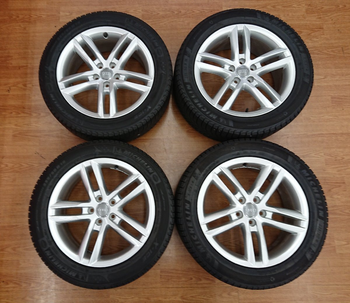 ★ジャンク品★ AUDI A4 アウディ純正 アルミホイール 18×7.0J+43 112-5H MICHELIN X-ICE 235/50R18 タイヤヒビ【他商品と同梱歓迎】拍卖