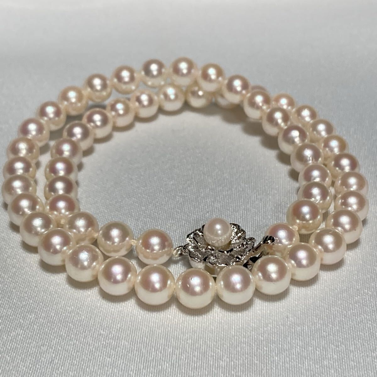 あこや真珠 ネックレス 7.6-8mm 43cm 38g 本真珠 アコヤ パール ラウンド pearl SILVER シルバー刻印 SV金具 Pearl necklace【793】拍卖