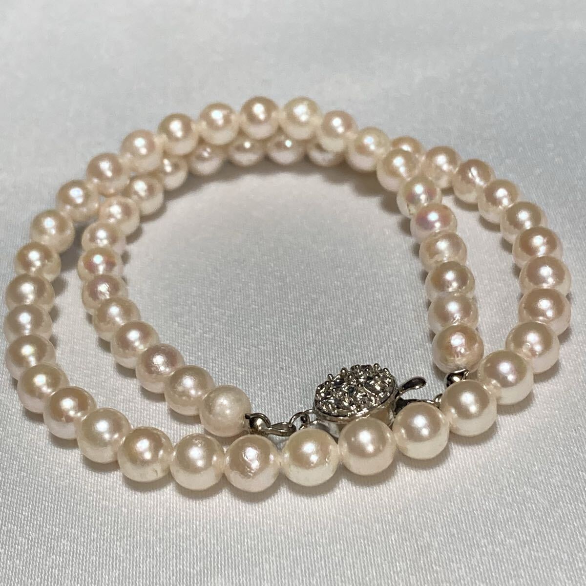 あこや真珠 ネックレス 7.0-7.4mm 43cm 33g 本真珠 アコヤ パール ラウンド pearl 淡いピンク Pearl necklace【804】拍卖