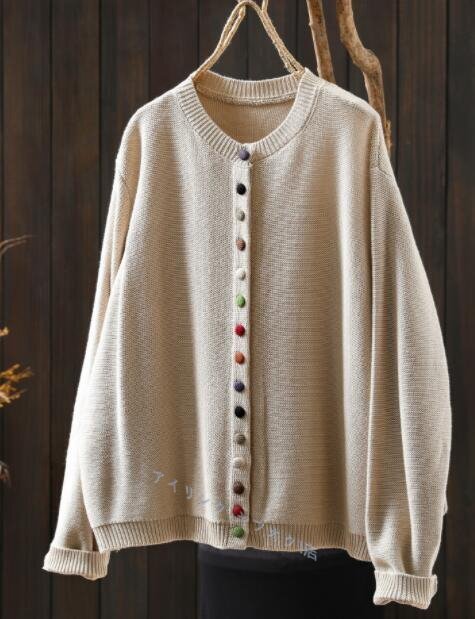 ◆新品カーディガン アウター 羽織物 トップス チュニック ゆったり 綿100% ナチュラル カラフルボタン拍卖