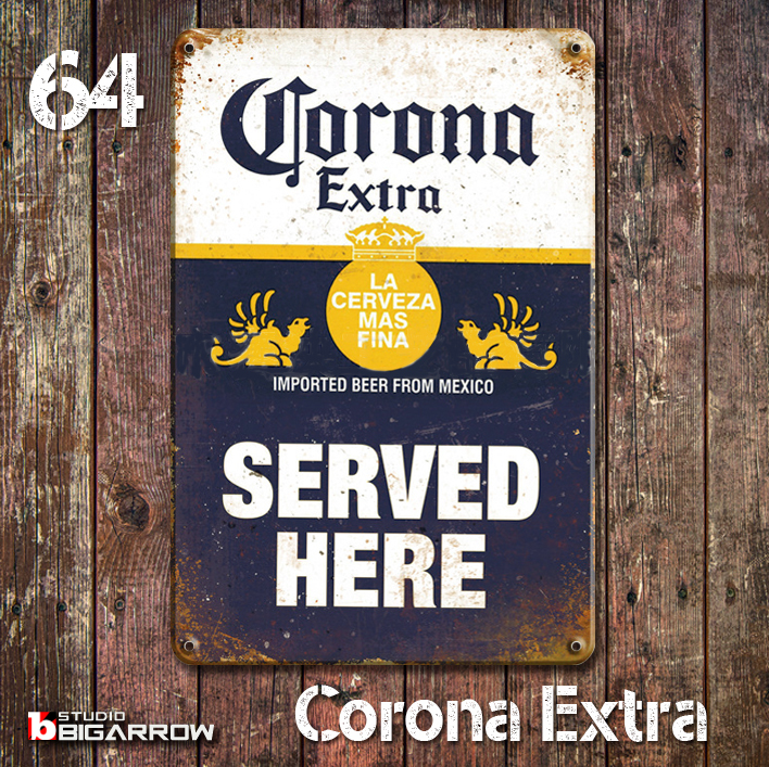 64 ブリキ看板 20×30㎝ CORONA EXTRA コロナビール ガレージ メタルプレート アメリカンインテリア USフェンス 世田谷ベース拍卖