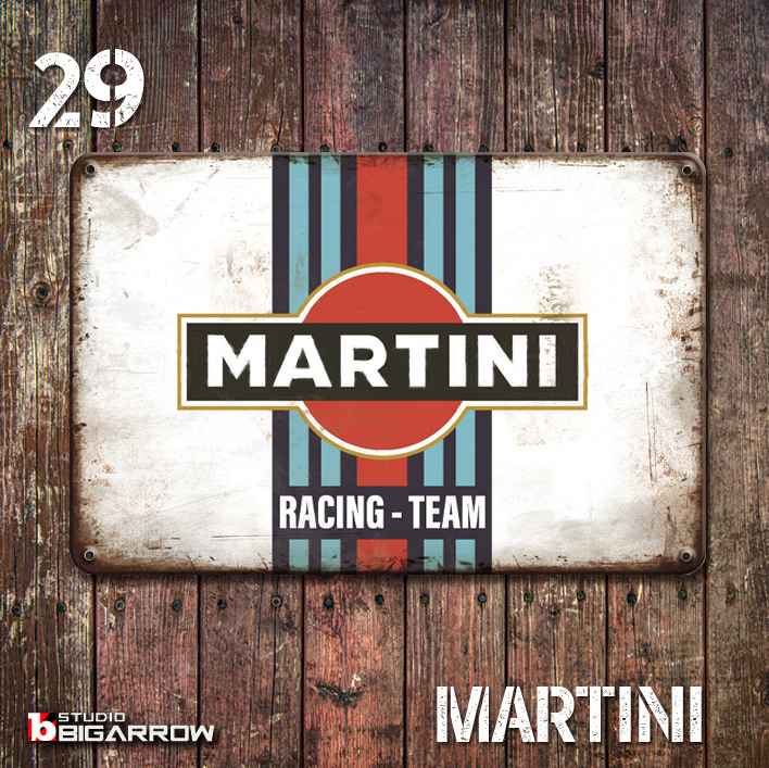 29 ブリキ看板 20×30㎝ MARTINI マルティニ ガレージ メタルプレート アメリカンインテリア USフェンス 世田谷ベース拍卖