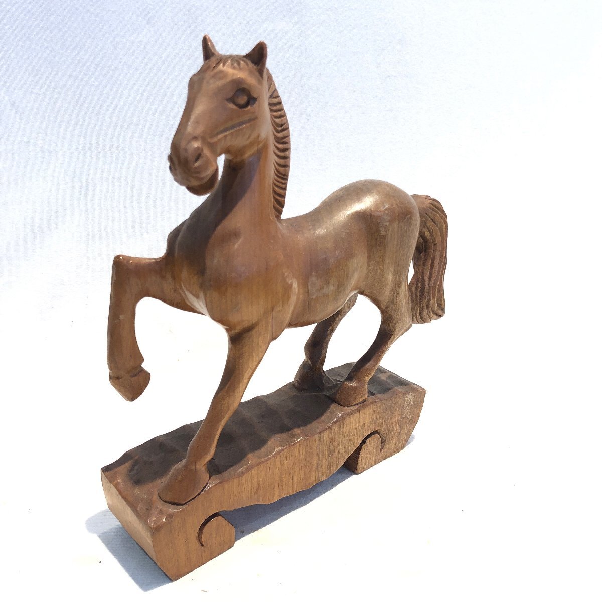■■414■木彫り 置物 馬 午 木製 彫刻 干支 十二支拍卖