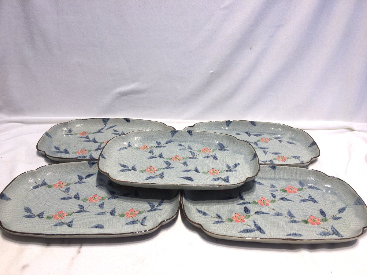 ■■233■未使用■まるほんとーき 花だより 和食器 食器 5客 プレート 大皿 中皿 盛り皿 食器 陶器拍卖