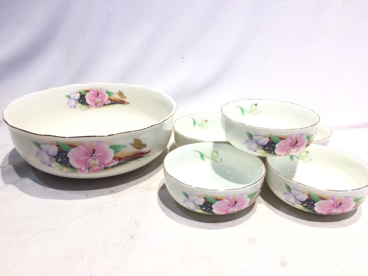 ■■238■未使用■まるほんとーき 花だより 和食器 食器 5客 プレート 大皿 中皿 盛り皿 食器 陶器拍卖