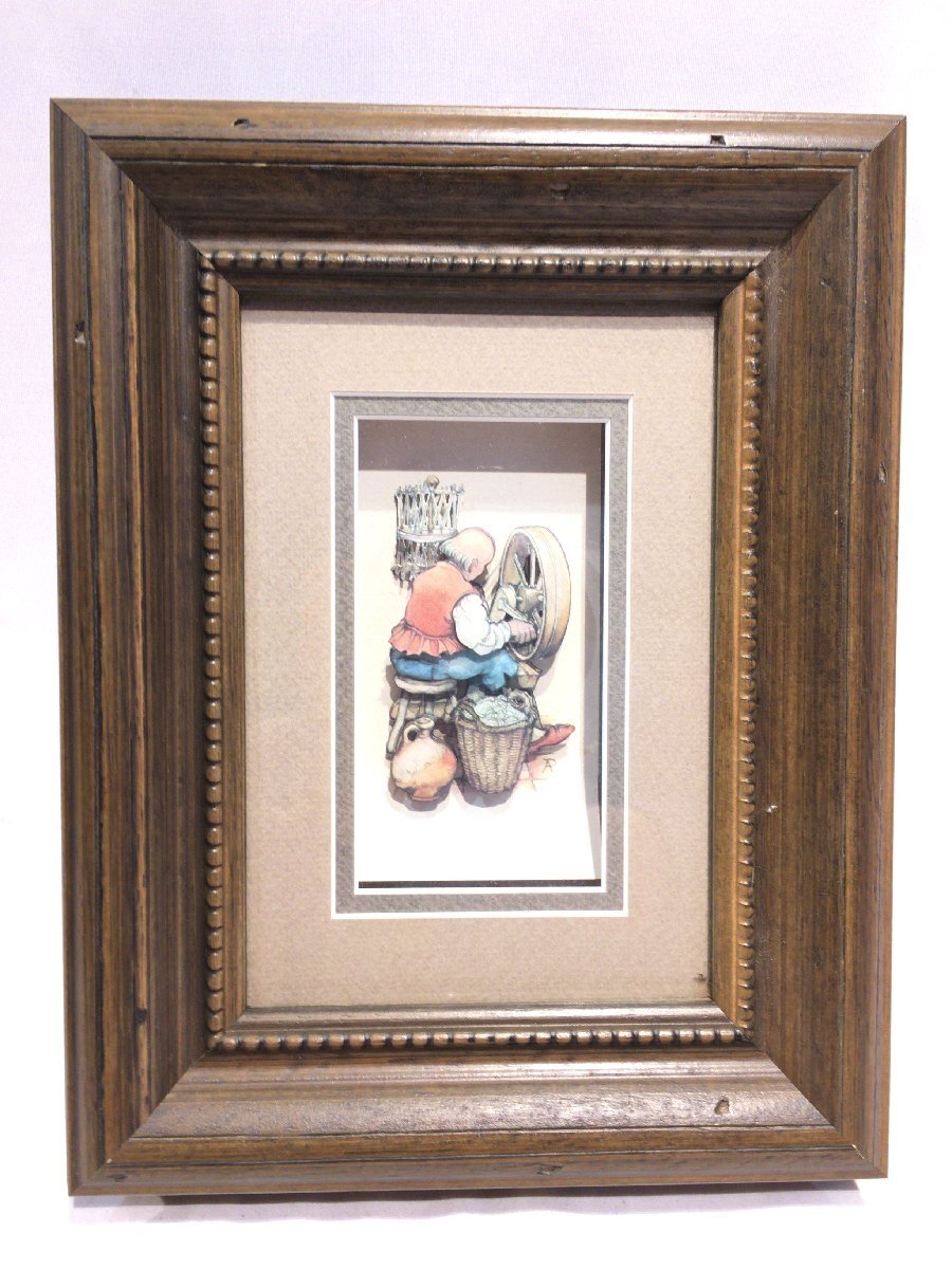 ■■354■シャドーボックス 額 額装 3D デコパージュ ペーパークラフト 約18.5cm×23.5cm拍卖