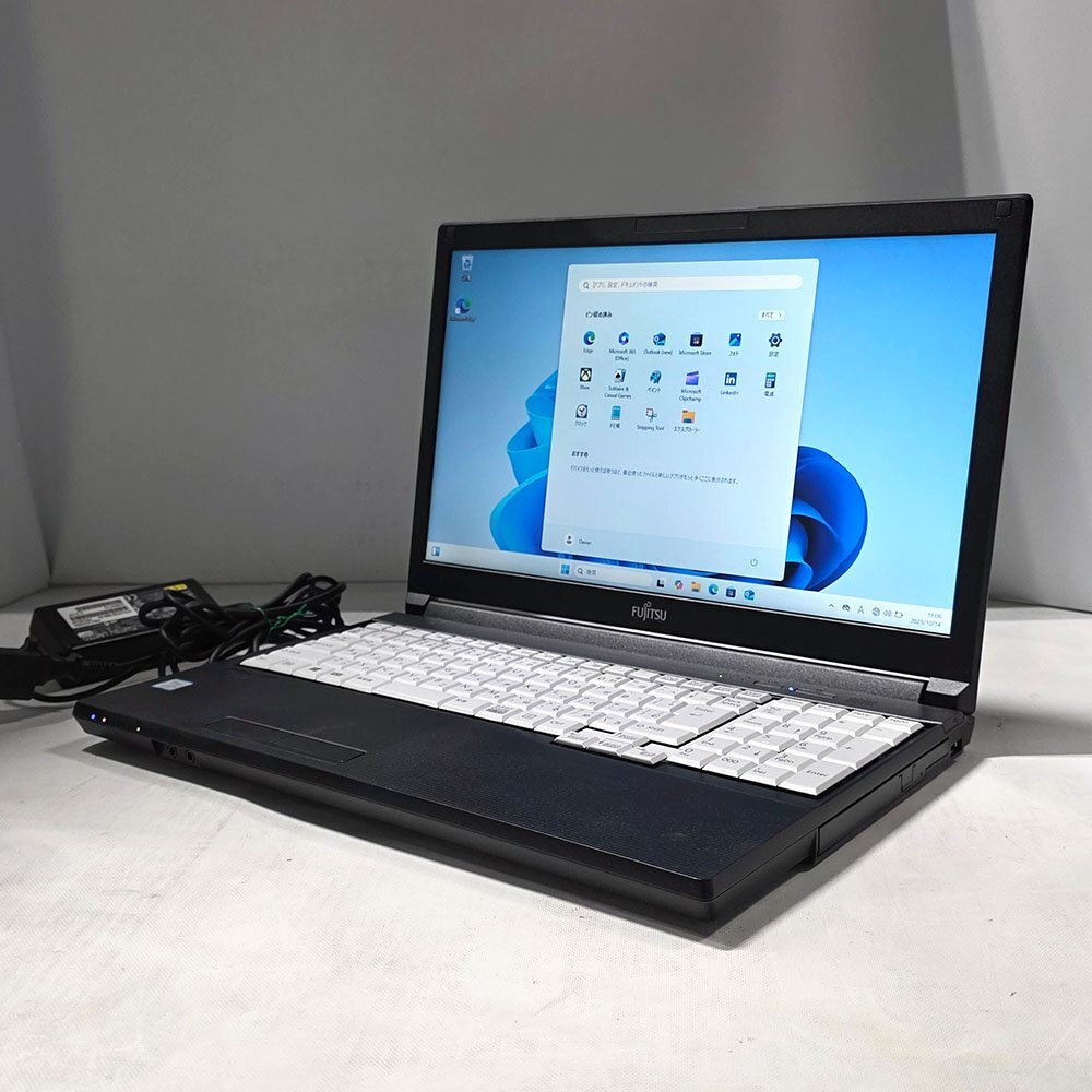 ■訳あり1円~ 富士通 Lifebook A579/B i5-8265U メモリ4GB SSD256GB DVD-ROM 15.6型HD Wi-Fi テンキー Windows11pro ACアダプタ付属 1105s拍卖