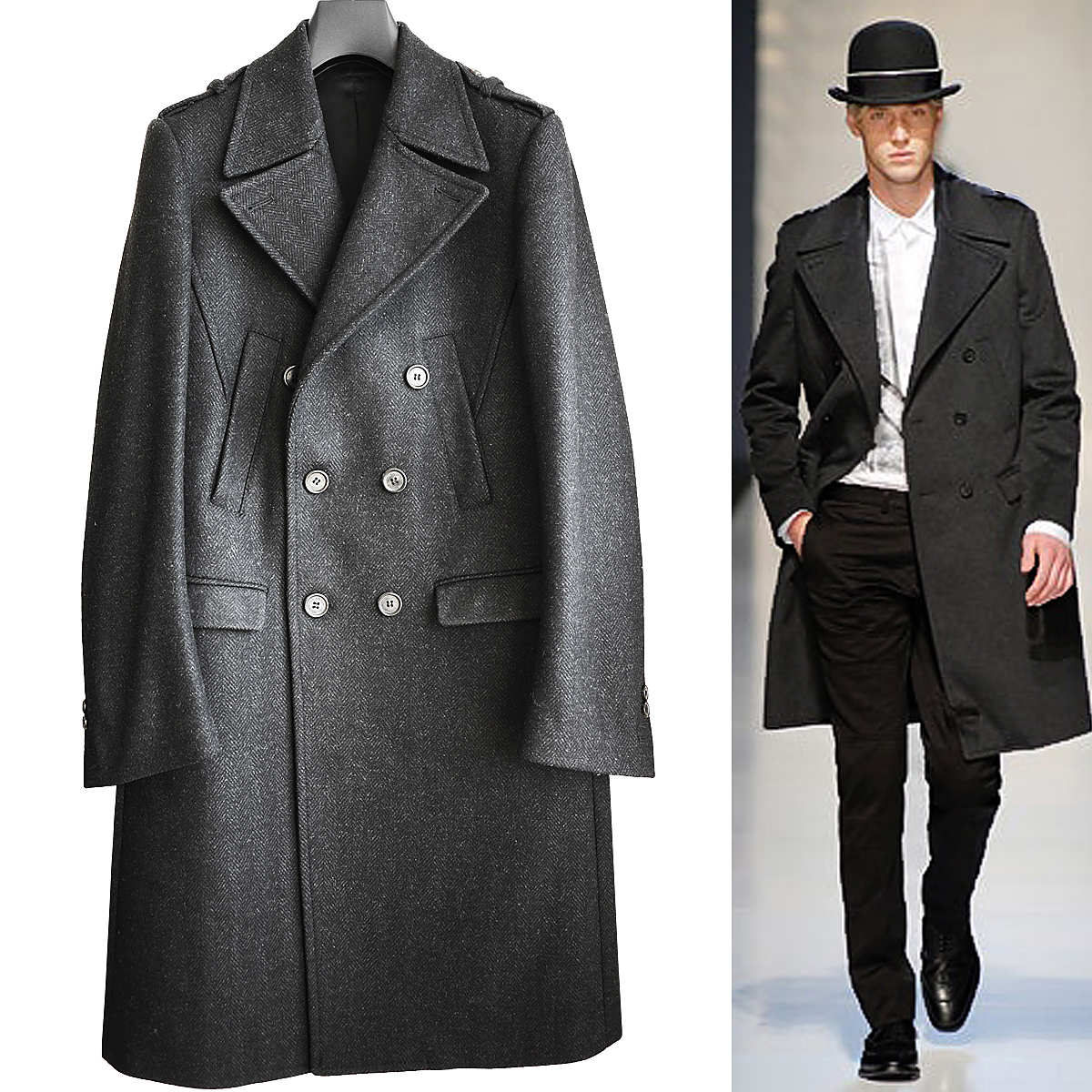 正規品 ランウェイモデル ニールバレット NEIL BARRETTカシミア ウールメルトン ダブルブレストコート ライダースブルゾン ジャケット 拍卖