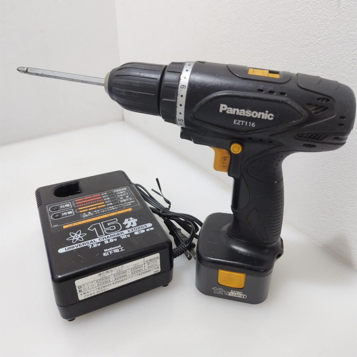 D(1120i10リ) パナソニック 充電ドリルドライバー EZT116 電池パックEZT901 充電器 ナショナル EZ0203 電動工具●簡易動作確認OK 拍卖