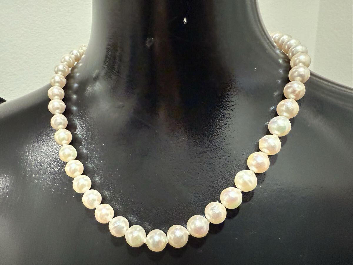D(1104y5) あこや真珠 ネックレス 本真珠 約7mm超え 留具 シルバー レディース アクセサリー 総重量約45g 長さ約44.5cm 拍卖