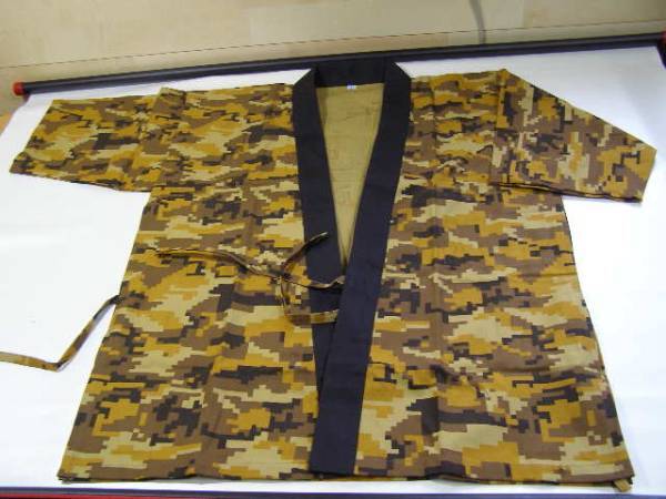 Kunibato!国鳩!調理衣!衛生白衣!はっぴ!L(迷彩-茶) 拍卖