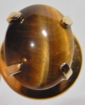 未使用 金運や仕事運を引き寄せる効果が強い石 タイガースアイ トラ 虎目石 パワーストーン ネクタイピン バッチ バッジ アクセサリー拍卖