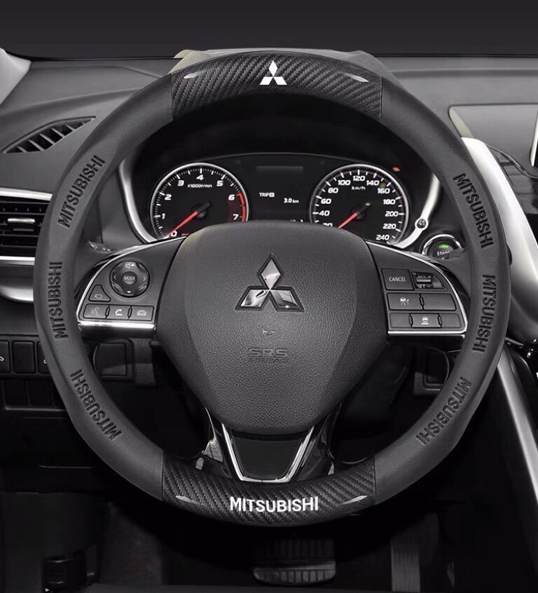 新作 三菱 専用 ハンドルカバー ステアリングカバー 円型 本革 上質な逸品 カーボン調 5色選択可拍卖