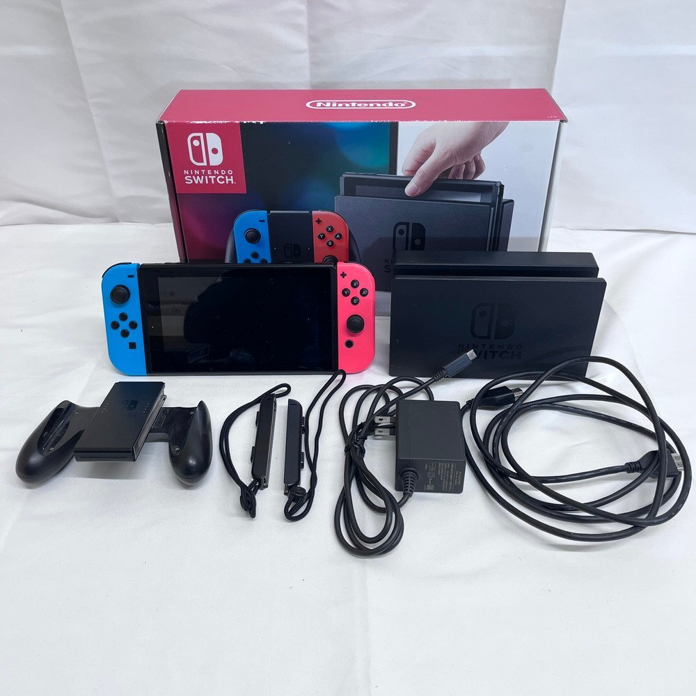 【1P2570】1円スタート Nintendo Switch ニンテンドースイッチ 本体 HAC-001 ネオンブルー/レッド 動作確認済み 箱付き ゲーム機 現状品拍卖
