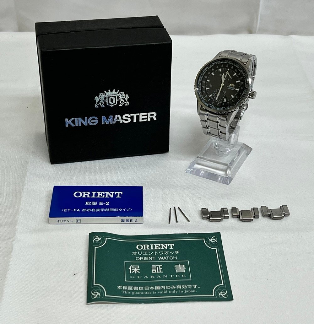 【6PW235】1円スタート ORIENT オリエント KINGMASTER キングマスター 腕時計 稼動品 FA02-C6 自動巻き 黒文字盤 箱 取説 保証書 コマ付属拍卖