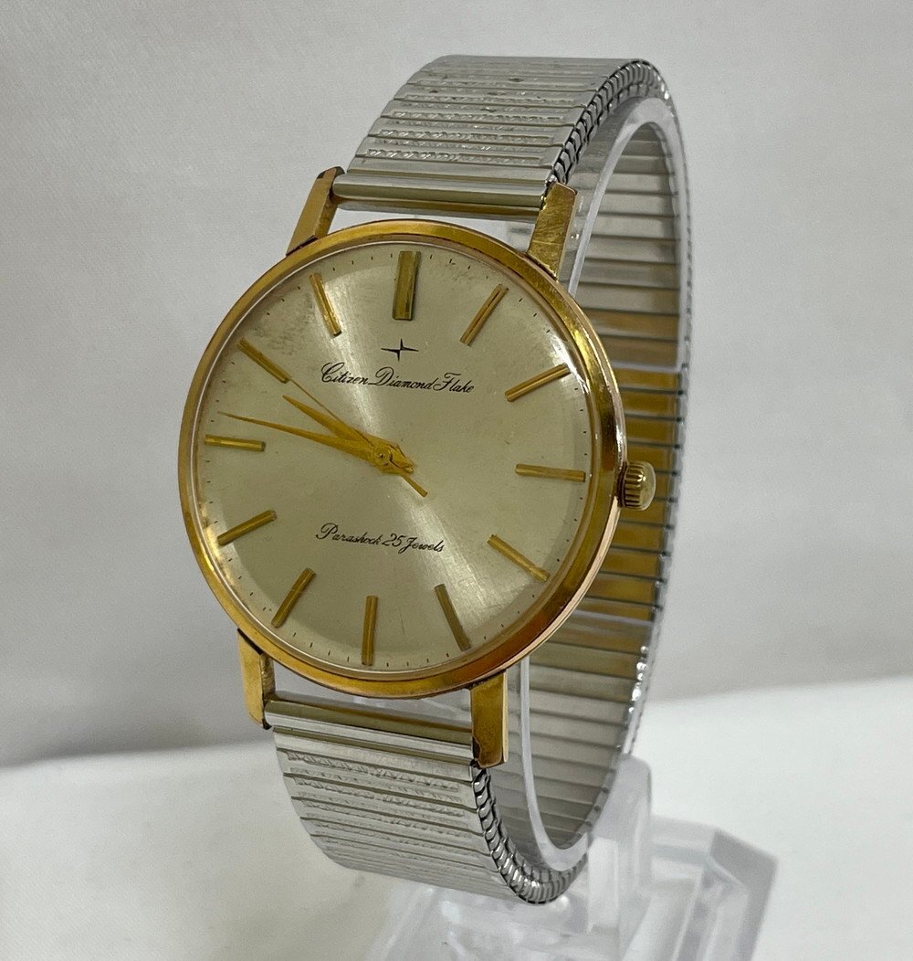 【6PW246】1円スタート CITIZEN シチズン Diamond Flake ダイヤモンドフレーク F15701 腕時計 ウォッチ 25石 手巻き ゴールド系 現状品拍卖