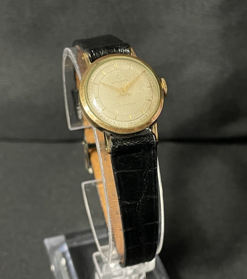 【6PW250】1円スタート CITIZEN シチズン 807082 腕時計 レディースウォッチ 稼動品 14K 16石 手巻き ゴールド センターセコンド 現状品拍卖