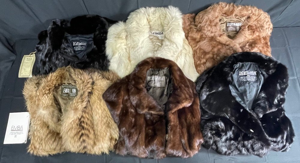 【16P3832】1円スタート EMBA エンバ 毛皮 コート ジャケット 6点まとめ ホワイト ブラック ブラウン系 他 レディース ファッション 現状品拍卖