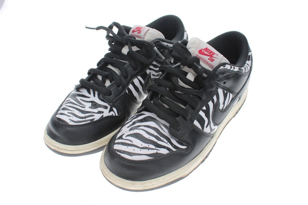 【8P3794】NIKE×QUARTERSNACKS ナイキ×クウォータースナックス SB DUNK LOW ダンク ロー スニーカー DM3510-001 ゼブラ柄 27cm 現状品拍卖