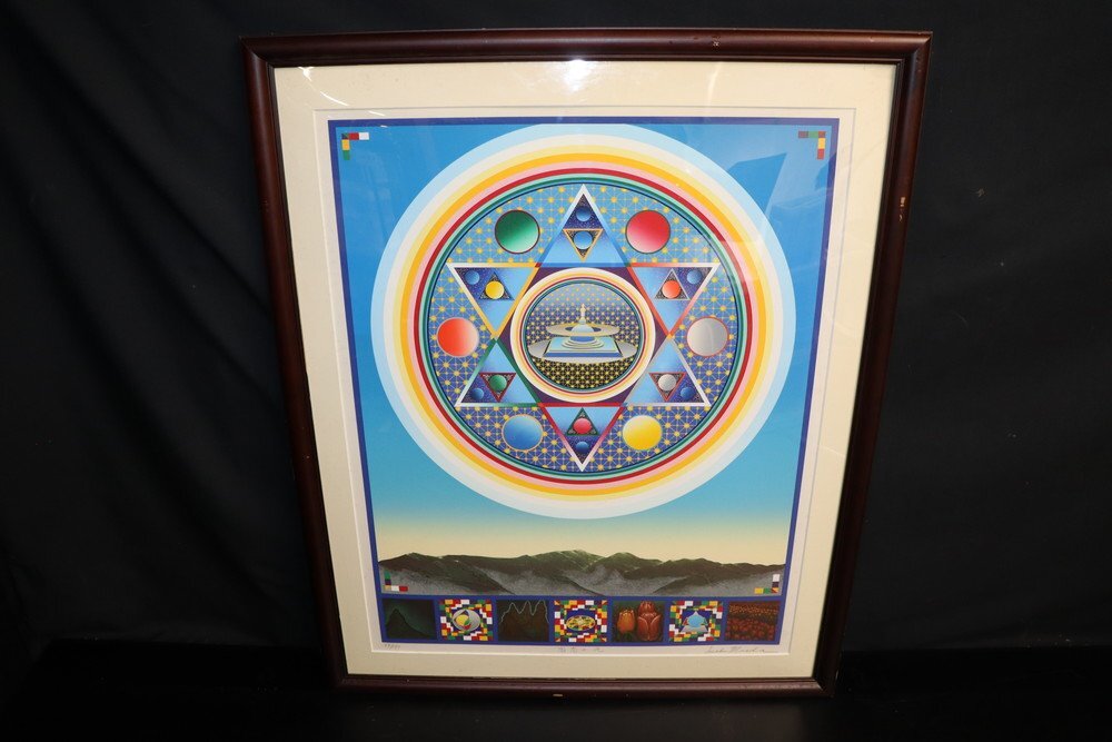 【江】真作 79/150 前田常作『高志の光』リトグラフ 曼荼羅 サイン有 87.5㎝×71.7㎝ 古美術品(額装アートコレクション)X1978 CTDBrotu拍卖