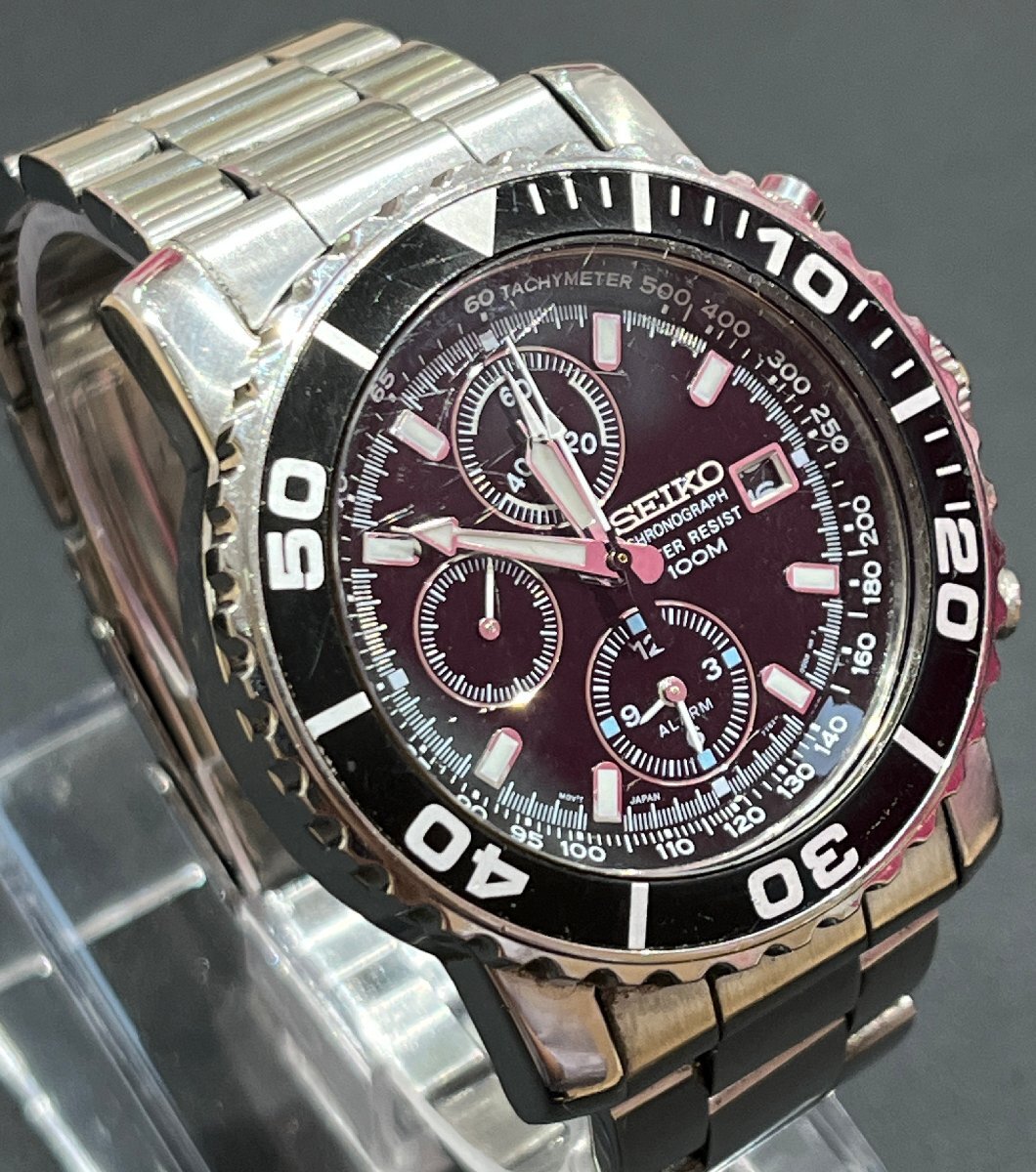 【5SM伊■09005E】★1円スタート★腕時計★SEIKO★セイコー★クロノグラフ★黒文字盤★メンズ★クォーツ★三針★7T62-0CV0★QZ★拍卖