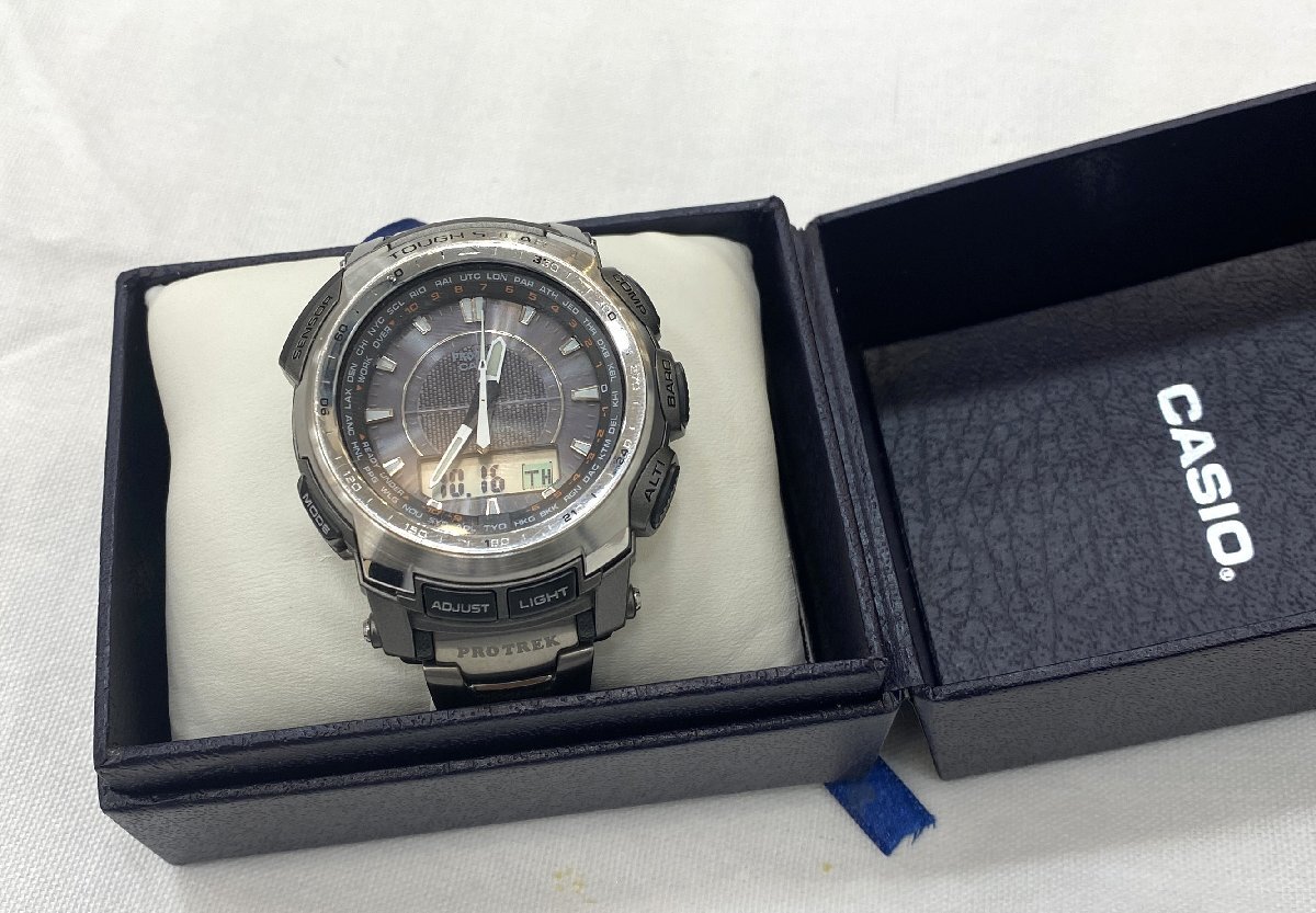 【6AI明■10002E】★1円スタート★腕時計★CASIO★カシオ★PROTREK★プロトレック★タフソーラー★稼働★メンズ★5214★付属品あり拍卖