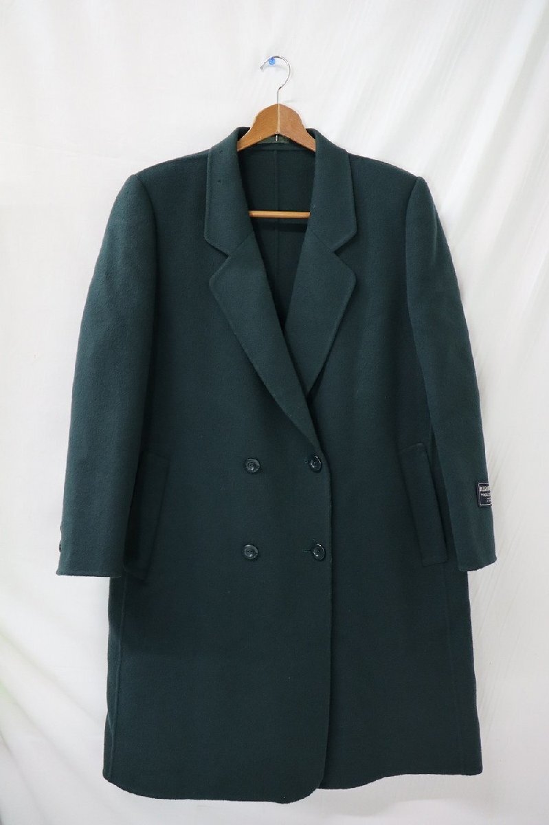 【8P3764】Burberrys バーバリーズ ダブル ロングコート チェスターコート 0420 JA65W ウール カシミヤ混 着丈約93cm 9AR 深緑 現状品拍卖