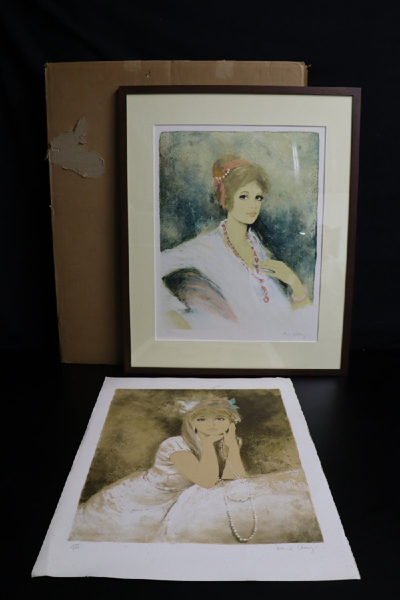 【江】限定81/250 ベルナール・シャロア『真珠の首飾り』2枚セット リトグラフ 84.5㎝×68㎝ 古美術品(人物画額装アート)X1946 CTDBghda拍卖