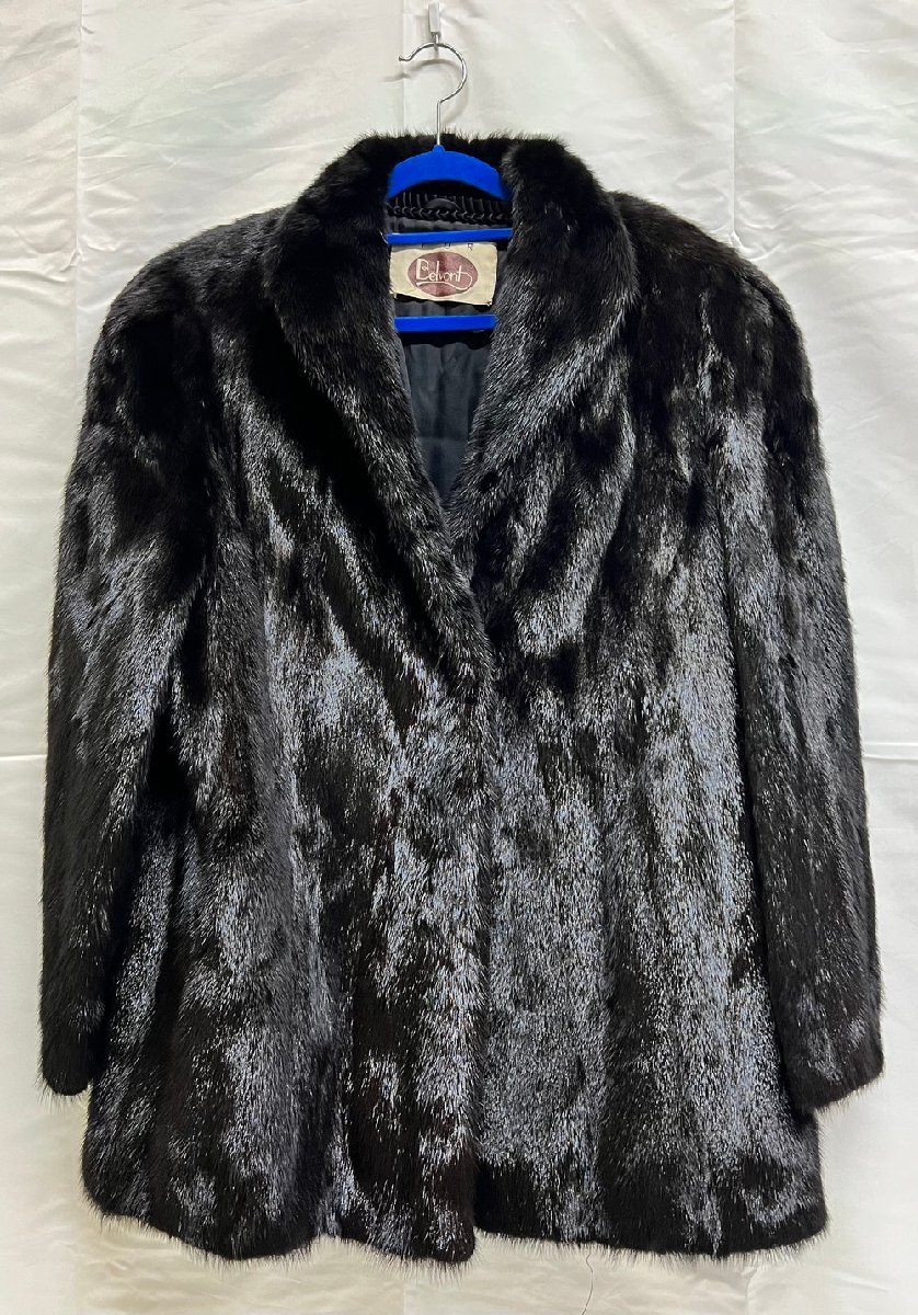 【1P3837】1円スタート Belvont ベルボント ファーコート ブラック Lサイズ 着丈約73cm 毛皮 リアルファー レディース アウター 現状品拍卖