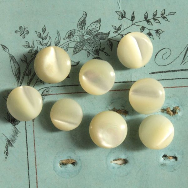 即決 シェルボタン 8個 φ9~10mm 厚5~7mm 貝ボタン ヴィンテージ 素材 ハンドメイドパーツ フランス輸入拍卖