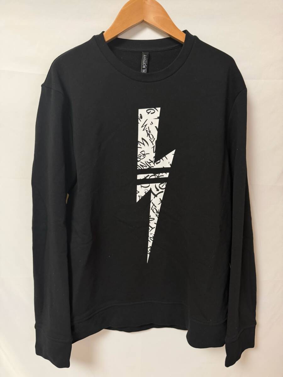 ◆ニールバレット サイズM PBJS598S N510S SLIM FIT コットン スウェット トレーナー 着丈63 ブラック◆R2625-7拍卖