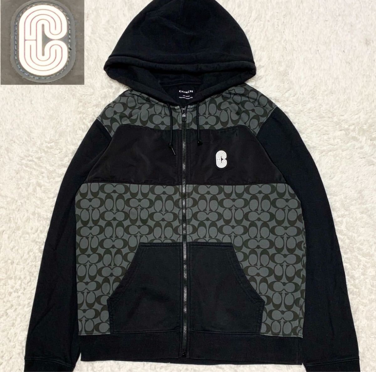 【美品/L】COACH コーチ メンズ スウェット ジップアップパーカー シグネチャー拍卖