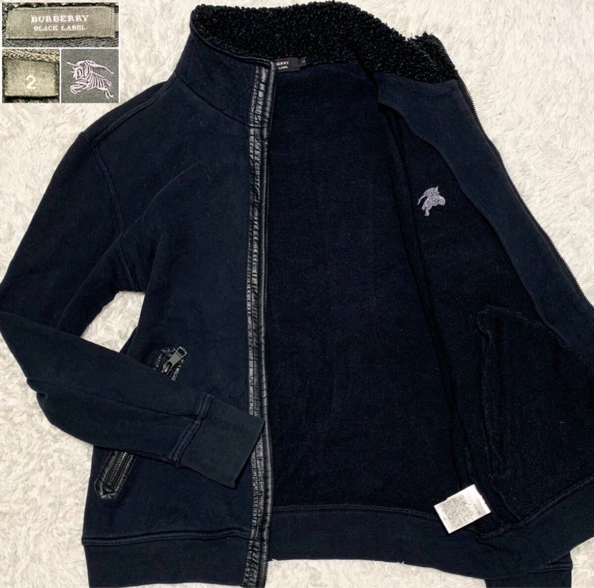 BURBERRY BLACK LABEL バーバリー ブラックレーベル ボアジャケット ブルゾン ホースロゴ ブラック 黒拍卖
