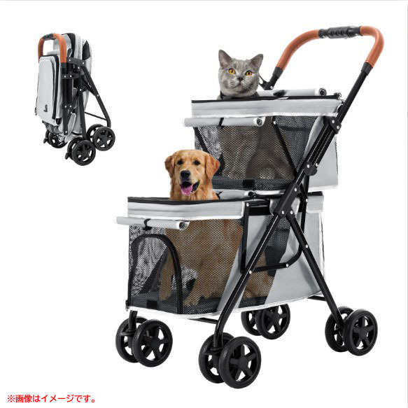 D9238YO ◆1103【アウトレット品】ペットカート バギー 上下2段式 LPOTIUS 3M-HUI 犬 猫 折りたたみ未使用 ペット用品拍卖