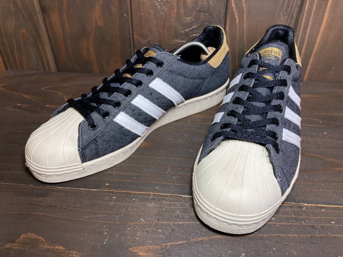 ★adidas アディダス SUPERSTAR スーパースター 80's 紺×白 2013年製 金ベロ 28.0cm Used 検 スニーカー ヴィンテージ拍卖