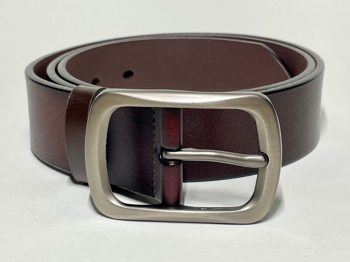 ベルト メンズ レザー ブラウン 本革黒 牛革 使用 バックル ウェスタン 日本 ビジネス アメカジ 新品 サイズ 紳士 送料無料 おしゃれ 学生拍卖