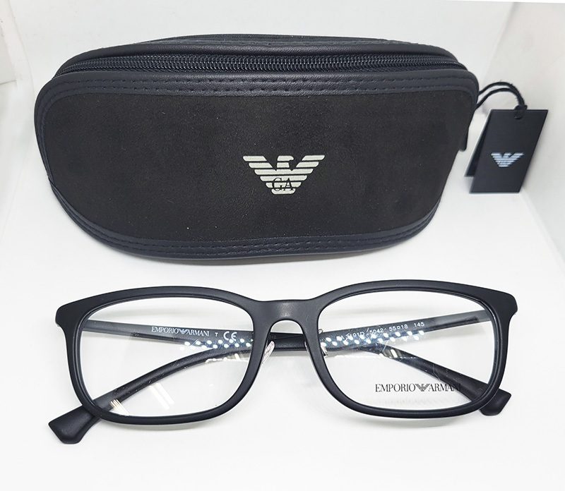値下 EMPORIO ARMANI エンポリオアルマーニ 正規品 メガネフレーム EA3191D-5042 55□18 マットブラック スクエア メンズ レンズ交換可拍卖
