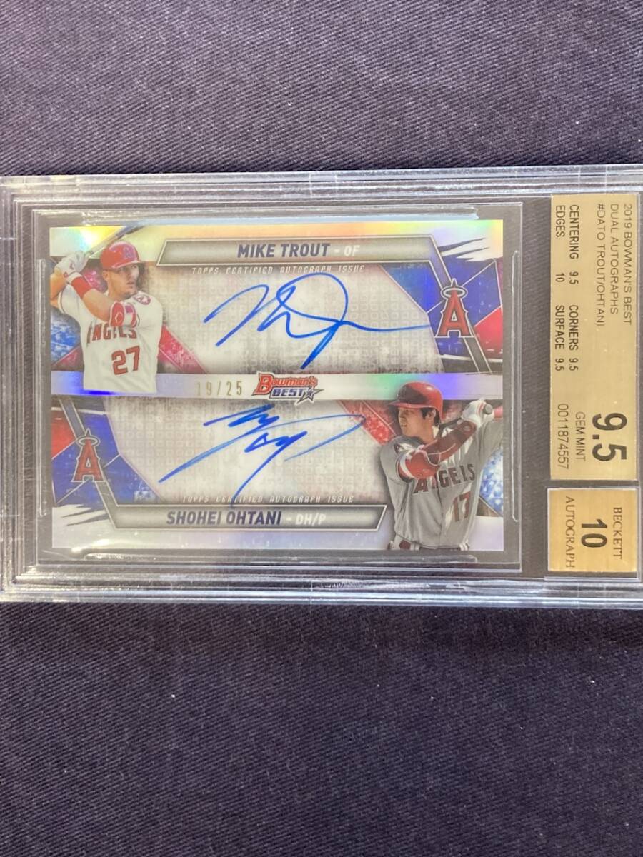 超美品/超貴重 2019 TOPPS 大谷翔平/マイク・トラウトデュアル直筆サインカード BECKETT AUTOGRAPH 10/GEM MINT9.5鑑定済み 世界25枚拍卖