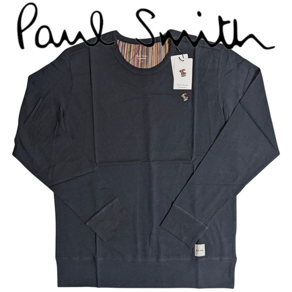 新品 Paul Smith ポールスミス 長袖Tシャツ M カットソー マルチストライプ ネイビー クリスタルラビット ウサギ メンズ 男性 紳士 春 秋拍卖