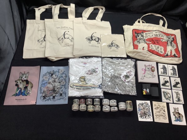 G6-564 ヒグチユウコ グッズ おまとめ セット Tシャツ マスキングテープ キャンバストート ピアス 等 Higuchi Yuko ボリス雑貨店 にゃんこ拍卖