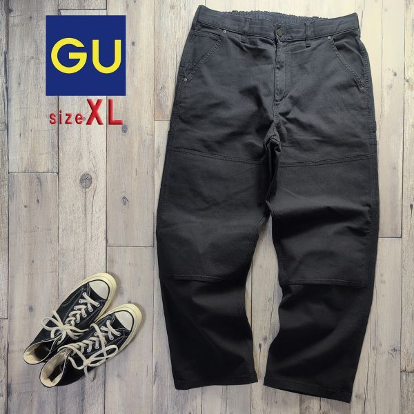 ☆GU ジーユー☆ダブルニー ペインターパンツ ブラック size【XL】 S2706拍卖