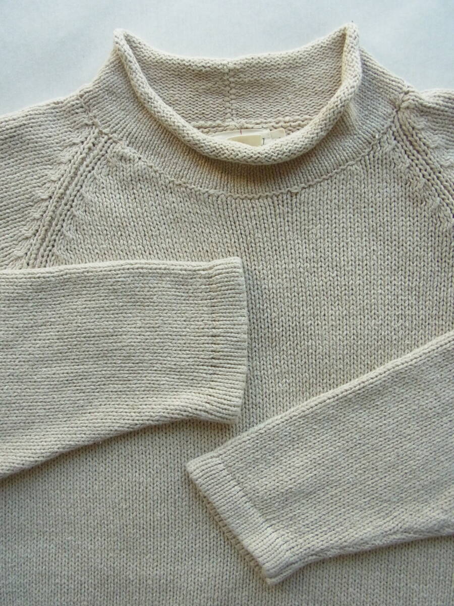 J.CREW ジェイ クルー コットンリネン素材 ロールネックセーター サイズ S ベージュ系(生成り系)拍卖