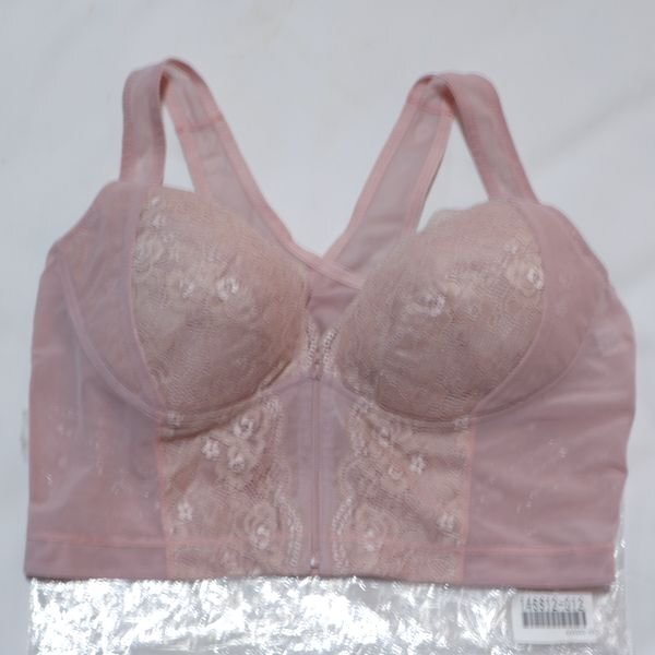 Last 美姿勢 D95 前開き背中クロス リフトUPすっきり着やせ ロングブラジャー ピンク 大きいサイズ拍卖