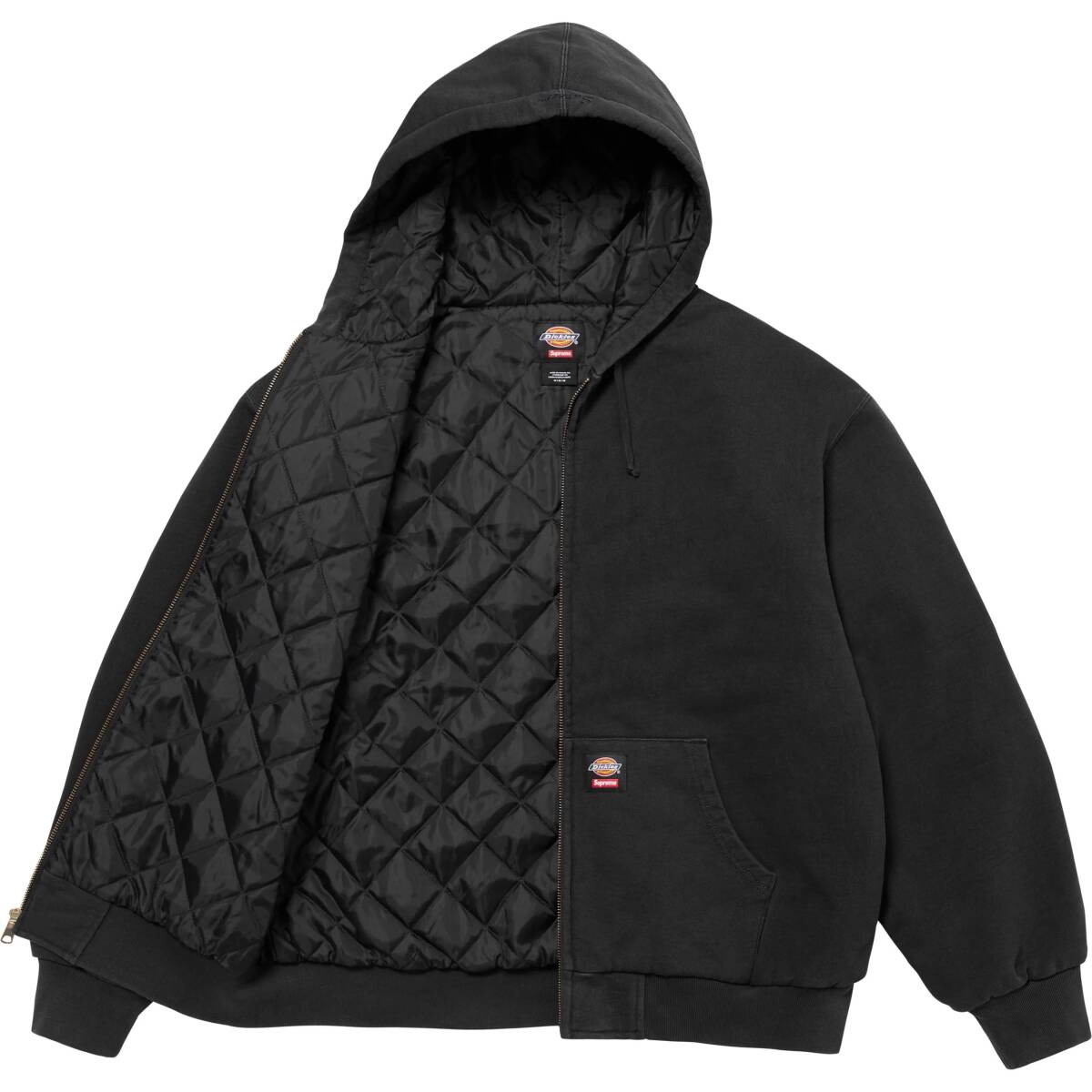 Supreme Dickies Quilted Lined Zip Up Hooded Sweatshirtシュプリーム ディッキーズ ジップアップ フーディBalck黒#XL 新品 送料込拍卖