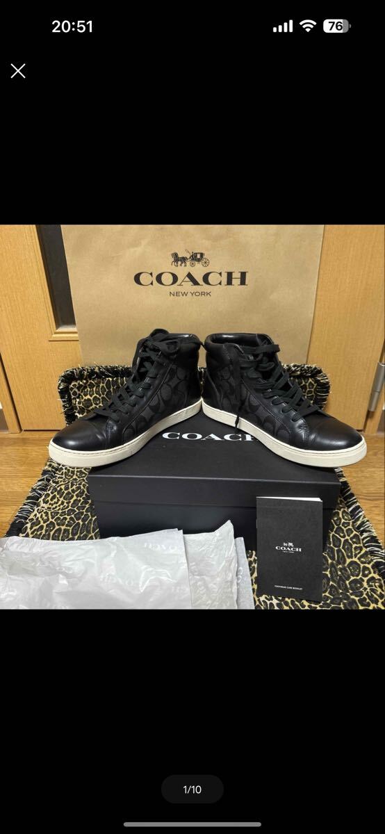 正規品 本物 希少 激レア コーチ COACH シグネチャーライン 即完売 シューズ 27cm スニーカー ハイカット 廃盤拍卖
