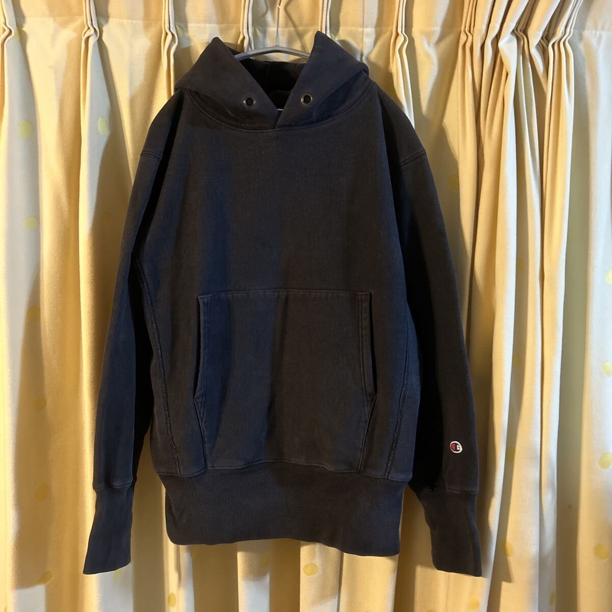 Champion チャンピオン 目無し 無地 リバースウィーブ パーカー ブラック サイズM フェード拍卖