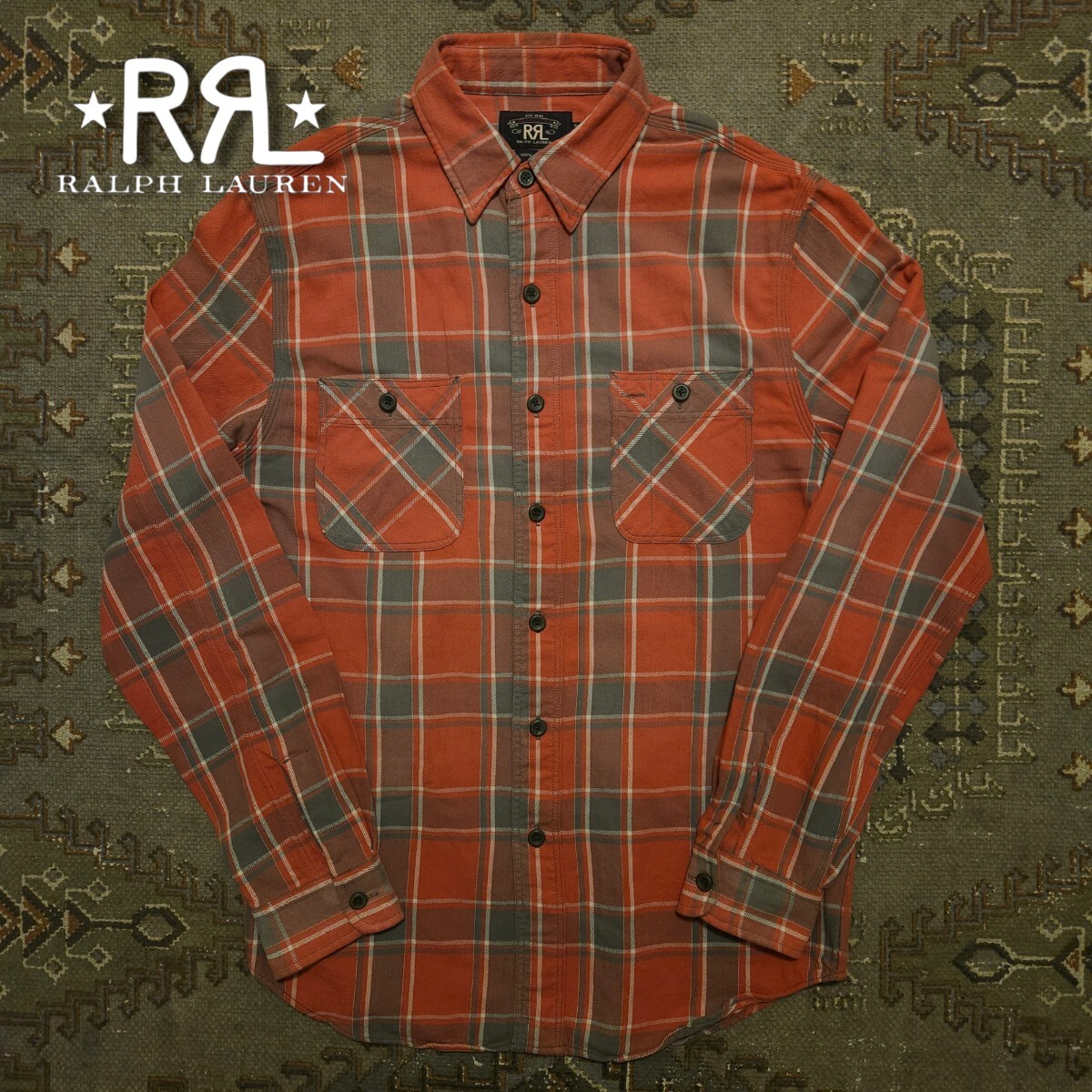 【2010年/傑作品】RRL FLANNEL PLAID WORK SHIRT【M】フランネル プラッド ワーク シャツ ヴィンテージ 総柄 ネルシャツ RALPH LAUREN拍卖