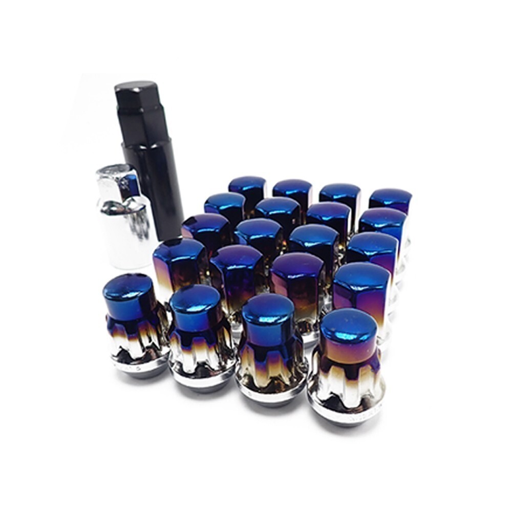 盗難防止 ロックナット付 スチール製 M12×P1.5 チタンブルー 袋ナット ラグナット ホイールナット トヨタ ホンダ マツダ 三菱 ダイハツ拍卖