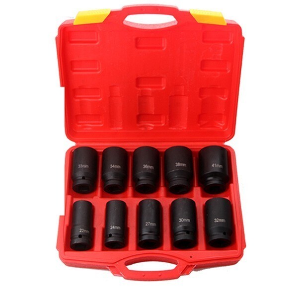 六角 インパクトソケット ハブロックナット ディープソケット 収納ケース付き 差込角 3/4インチ 22 24 27 30 32 33 34 36 38 41mm 10本拍卖